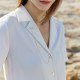 Amii2025 summer new style suit collar letter chain embroidered white shirt women's design niche short-sleeved top
