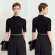 Amii spring style versatile half turtle neck combed full wool seamless integrated molding mid-sleeved sweater women's top