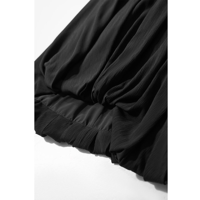 Amii2025 early spring new crepe texture asymmetric flower bud sway skirt for women loose black skirt
