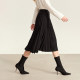 Amii2025 Spring New Commuter Elegant Heavy Industry Pleated A-shaped Pleated Skirt Women's Loose Black Skirt
