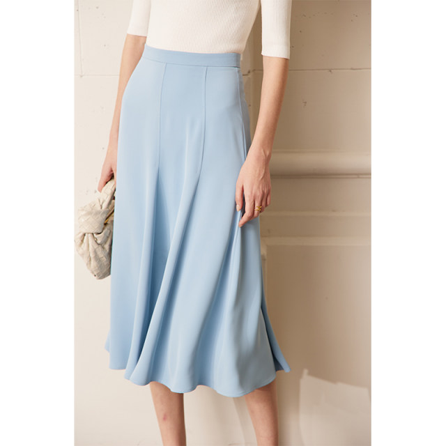 Amii2025 summer new elegant commuter style solid color fishtail skirt straight irregular skirt A-line skirt women