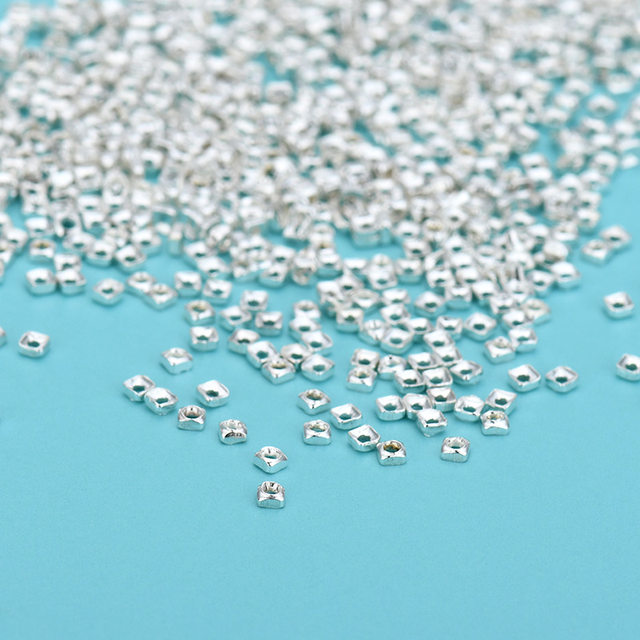 Pure silver 999 broken silver necklace bead spacer gold-plated broken silver handmade square bracelet beaded DIY jewelry accessories