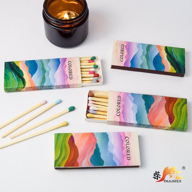 Colorful Danxia safety match aromatherapy candle birthday cake bar hotel restaurant traditional advertising lighting fire and incense