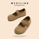Xiyu Birkenmarie Jane shoes for women 2025 summer new French casual Velcro single shoes flat shallow mouth women's shoes