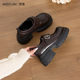 Xiyu black leather shoes for women 2025 new spring high heels temperament without tiring feet thick heels loafers
