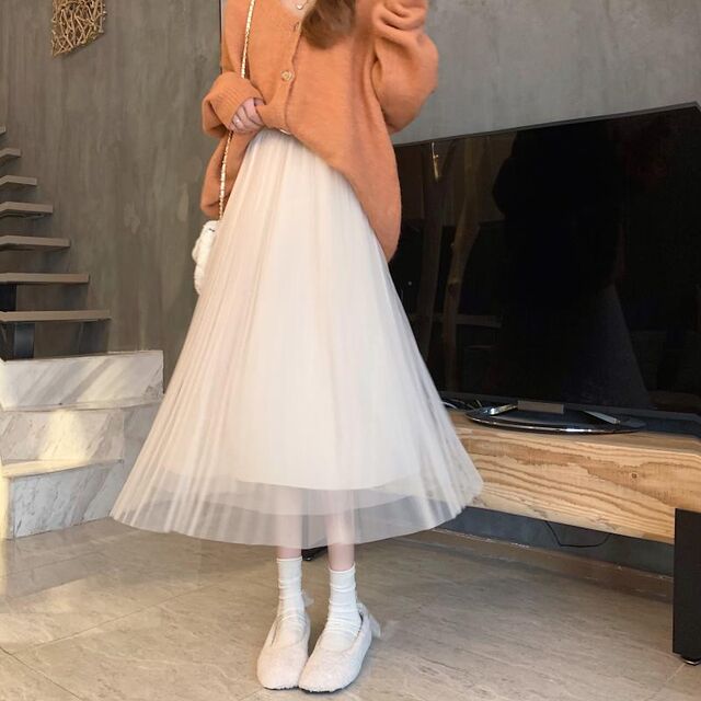 Spot large size fat mm black draped spliced ​​skirt for women with summer irregular long skirt mesh high waist slim fairy
