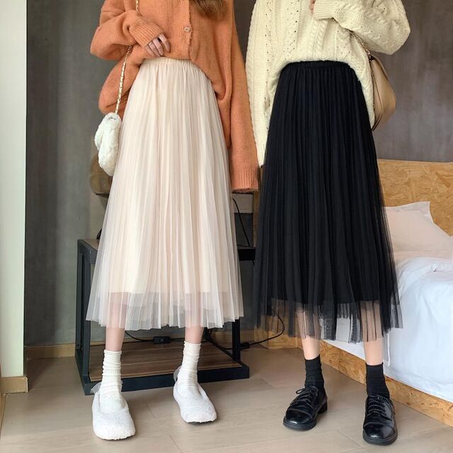 Spot large size fat mm black draped spliced ​​skirt for women with summer irregular long skirt mesh high waist slim fairy
