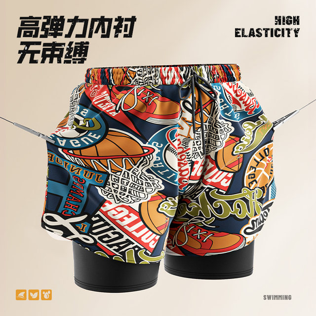 Jeep swimming trunks men's anti-embarrassing swimsuit 2025 new adult beach trousers swimming cap swimming goggles set for men's hot spring