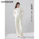 Red sleeve loose sports style casual pants for winter 2024 new women's solid color pit strip elastic waist wide-leg floor pants