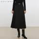 
Jonnie Wen Commuting Simple Skirt 2024 Winter New Solid Color High Waist Compression Pleated A-line Mid-Long Skirt for Women