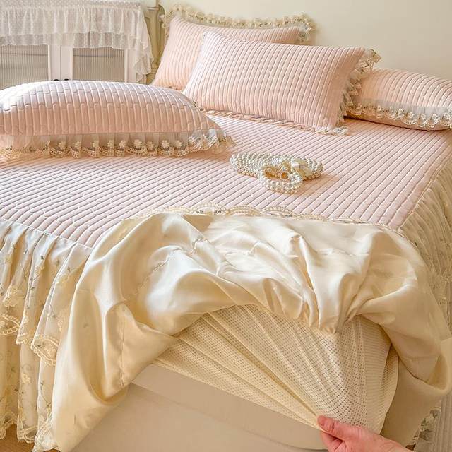 
Three-piece latex mat set, machine washable, Category A, maternal and infant grade, princess style bed skirt, air-conditioned soft mat 2024 new style