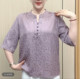 Middle-aged and elderly mothers' base shirt 2025 spring and summer new fashionable printed five-quarter sleeve large size loose top for women
