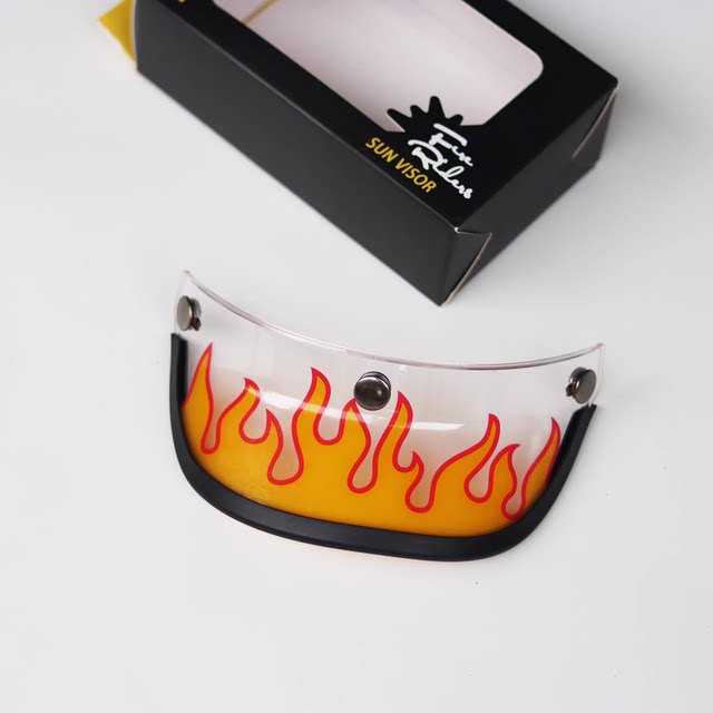 
fireriders retro helmet brim flame plaid cartoon personality visor duck tongue motorcycle decoration