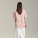
AIRIQI stylish solid color medium-length short-sleeved summer women's pattern printed loose pink T-shirt AY42TX387