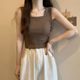 Korean solid color vest suspender women's inner wear with chest pads, slim and versatile summer base sleeveless top