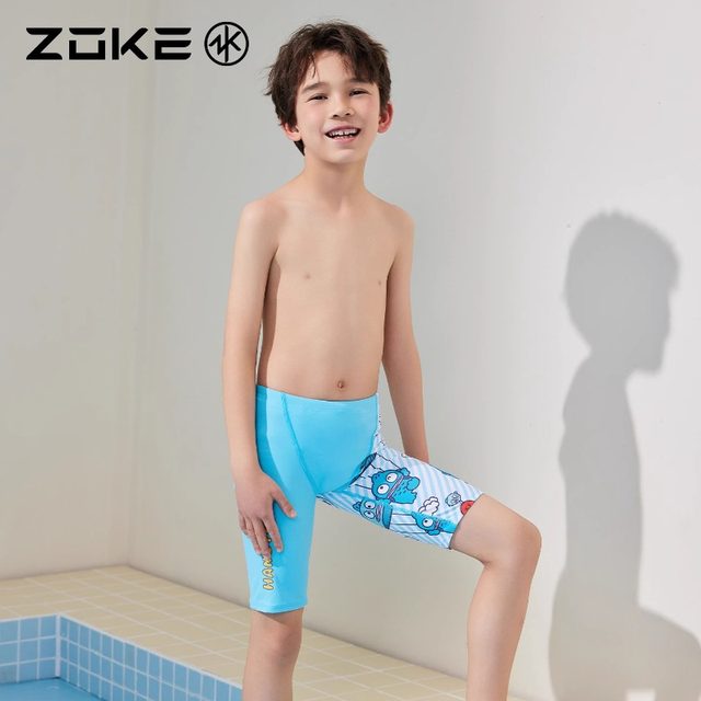 zoke/zhouke children's swimsuit five-point swimming trunks professional swimming boys hot spring vacation quick-drying racing middle and older children