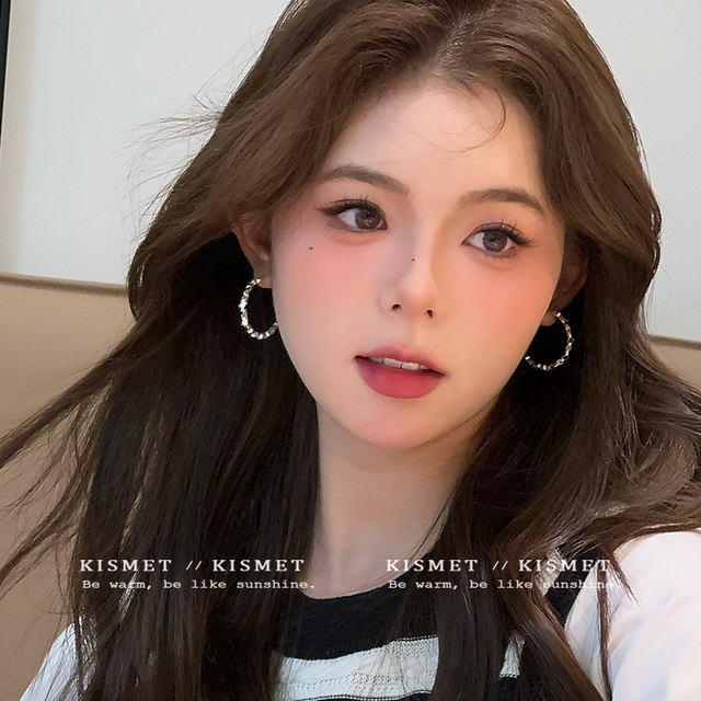 Simple broken silver circle earrings 2025 new hot high-end ear buckle earrings niche design earrings for women