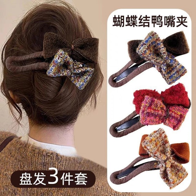 Bow duck-billed clip high-end 2025 new hair clip for women half-tied one-letter clip safety shark clip hair accessories
