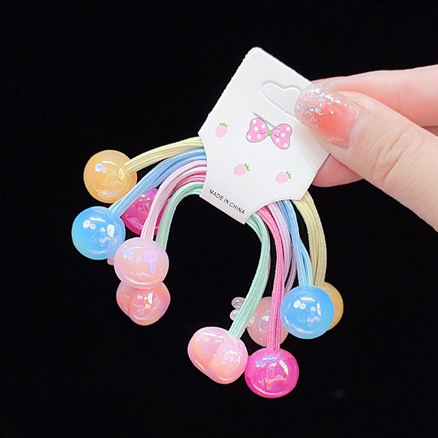 Children's candy colored head rope winding hair loop hair rope baby high elastic rubber band princess color bead braided ponytail ring