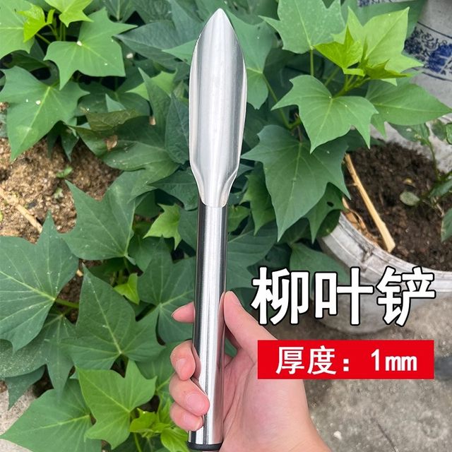 Stainless steel shovel household potted shovel willow leaf shovel gardening flower planting tools vegetable weeding wild vegetable shovel