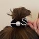 High-end pearl hair tie, simple black lace small intestine hair tie, fashionable ponytail hair rope, rubber band head flower