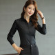 Black long-sleeved square collar plus velvet thickened professional shirt for women 2025 winter warm work clothes temperament formal shirt
