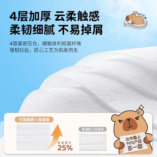 Beingmei Baby Cream Paper Newborn Moisturizing Paper Cloud Soft Wipe 30 Pump Portable Soft Wipe Paper