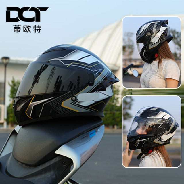 DOT Tiot motorcycle helmet 808 rear face helmet double lens full helmet men and women anti-fog motorcycle helmet 3C certification