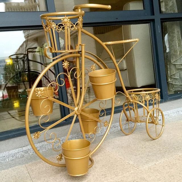 Creative European bicycle iron art n flower stand balcony flower stand pothos flower pot stand home gardening climbing pergola white