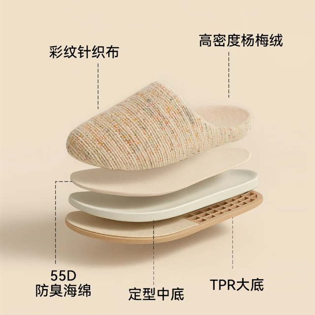 Park West Cotton Slippers Women's Autumn and Winter 2025 New Home Indoor Silent Warmth Non-shedding Anti-Slip Baotou Slippers