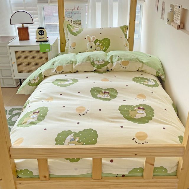 
Student dormitory three-piece g set A-grade mother-and-baby grade printed bunk bed quilt cover sheet style bedding single