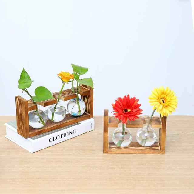 
Creative wooden frame hydroponic glass flower m bottle green dill water plant flower device office home gardening desktop display