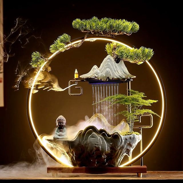 
Flowing water attracts wealth and wealth ornaments for home creative fountain living room office desktop moving to new Y home opening gift