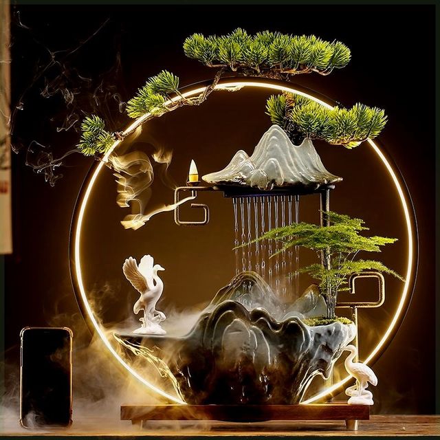 
Flowing water attracts wealth and wealth ornaments for home creative fountain living room office desktop moving to new Y home opening gift