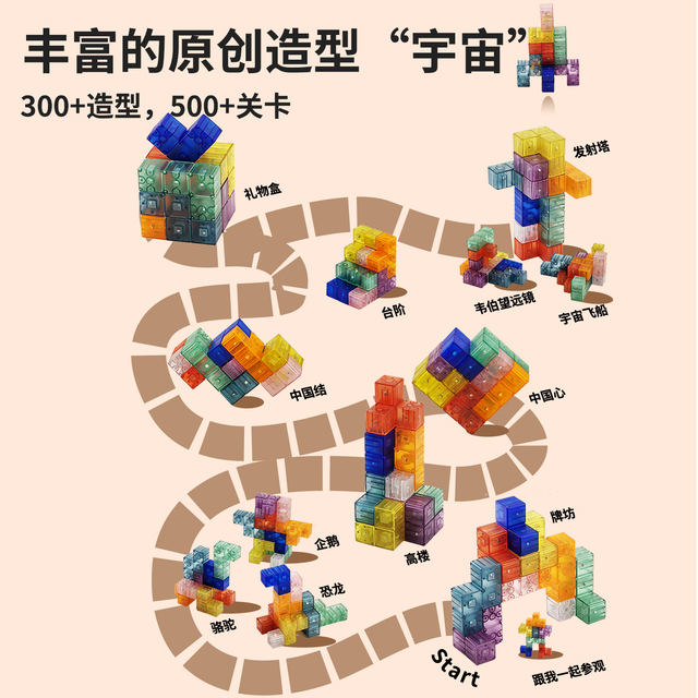 Jiuqiao Luban magnetic building blocks children's three-dimensional space geometry magnetic piece Rubik's cube educational toy North Star Light Year