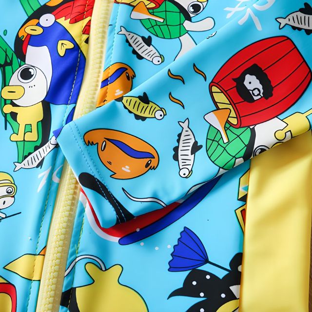 Children's swimsuits, boys, children's long-sleeved shorts, sun protection, split casual surfing, beach, hot spring quick-drying swimsuit