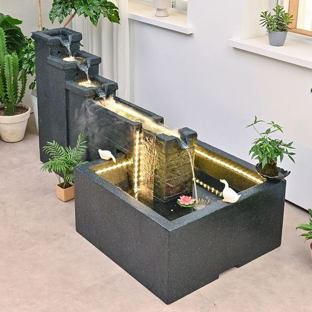 
European-style creative circulating ball flowing water ornaments home indoor fountain fortune fish pond craft Z-grade porch landscaping