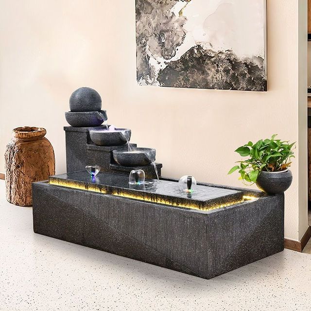 
European-style creative circulating ball flowing water ornaments home indoor fountain fortune fish pond craft Z-grade porch landscaping