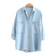 Tennis denim shirt for women in spring and summer new Korean style slim mid-sleeved loose versatile jacket base shirt top trendy