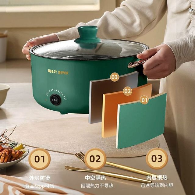 Intelligent fully automatic all-in-one electric wok for cooking, multifunctional cooking pot for steaming, frying, rinsing, non-stick electric hot pot and electric fryer