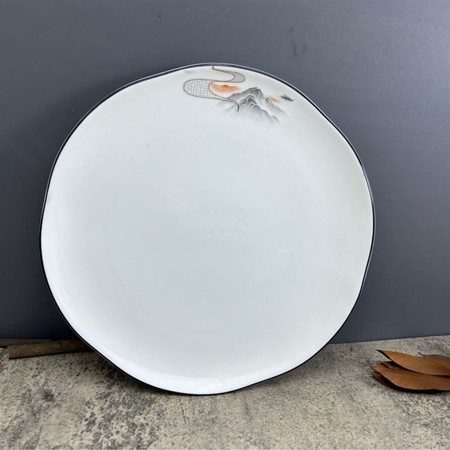 
Steak plate ceramic lace round Western food plate household dish plate shallow plate flat plate dish Western tableware