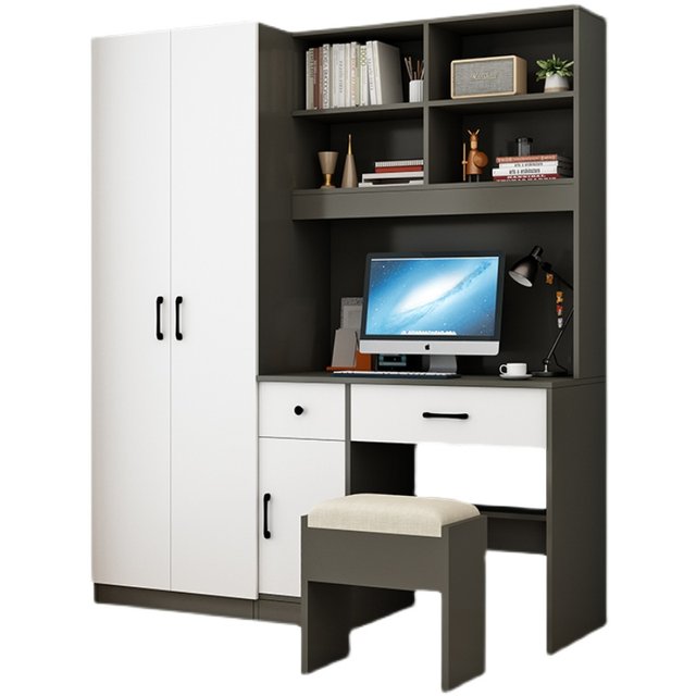 
Simple modern desktop computer table with wardrobe integrated table student writing desk desk small apartment one-piece cabinet