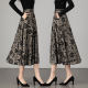 2025 Spring and Autumn New Printed Skirt for Women High Waist Slim Mid-Length Large Size Versatile A-line Umbrella Skirt
