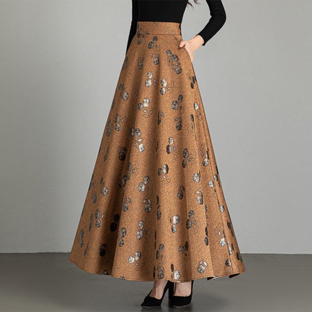 Spring and Autumn Long Skirts for Women 2025 New High Waist Printed Skirts Fashion Large Size Slim A-line Dangling Big Dangle Skirt
