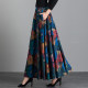 2025 autumn and winter new high-waisted A-line long skirt for women with women's printed versatile middle-aged large-size dance skirt big umbrella skirt