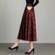 Printed skirt for women Spring and Autumn 2025 new high-waisted A-line skirt mid-length large swaying and slim pleated skirt umbrella skirt