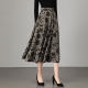 2025 Spring and Autumn New Printed Skirt for Women High Waist Slim Mid-Length Large Size Versatile A-line Umbrella Skirt
