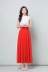 2025 summer new zipper long skirt fairy slim apart beach vacation A-line skirt high-waisted chiffon skirt

