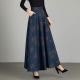 Autumn and winter printed skirt for women 2025 new high-waisted large size mid-length A-line large hem skirt draped and slim long skirt