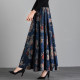 2025 autumn and winter new high-waisted A-line long skirt for women with women's printed versatile middle-aged large-size dance skirt big umbrella skirt